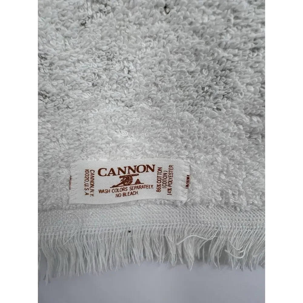 Vintage Cannon Green Brown Floral Hand Towel 24”x16” MCM